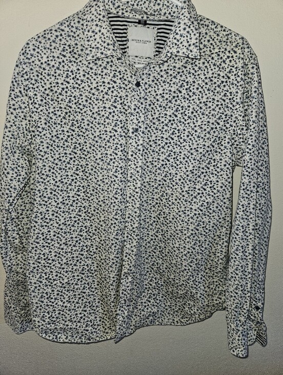 Denim & Flower Tops - Denim & Flower Womans Floral Print Long Sleeve Button Up Shirt Size L